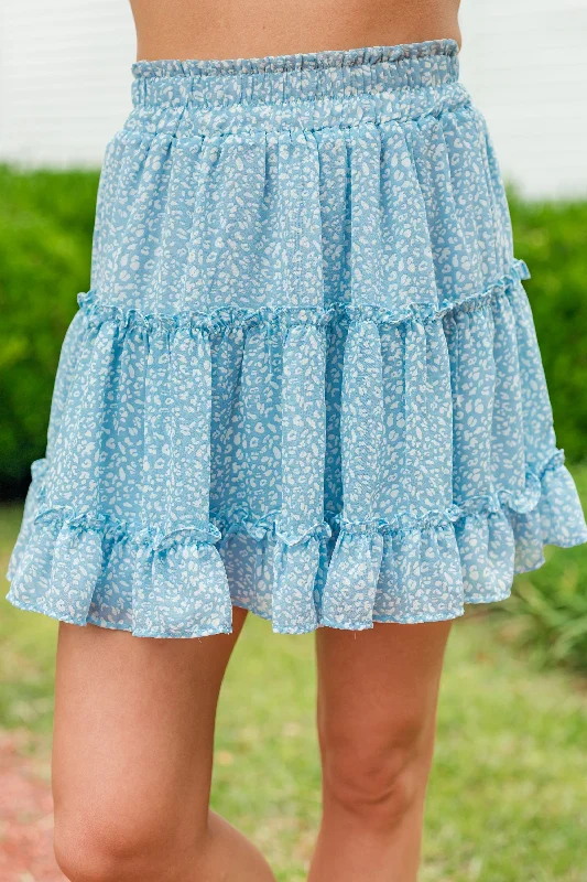 Now Or Never Blue Spotted Skirt pleated skirt texture