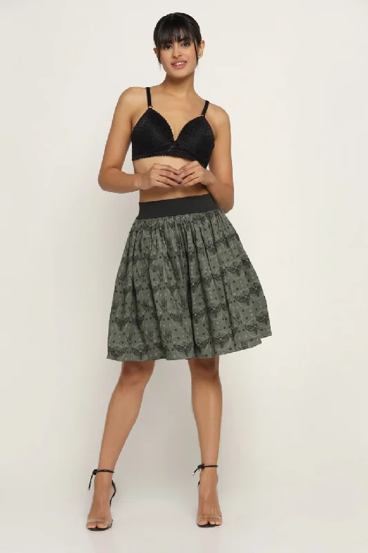 Paislry printed Skirt asymmetrical skirt cut