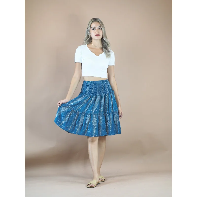 Peacock Feather Women's Skirt in Ocean Blue SK0090 020015 02 velvet skirt rich