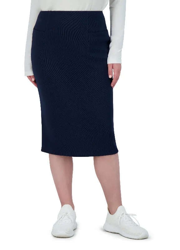 Perfect Fit Pencil Skirt 24" - Navy cashmere skirt fine