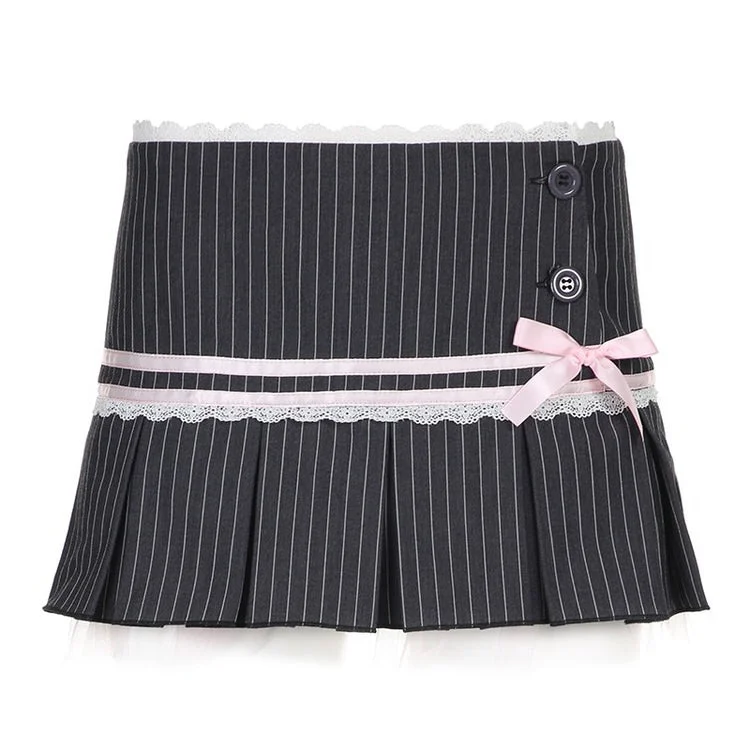 Pinstripe Coquette Micro-Mini Skirt denim skirt durable