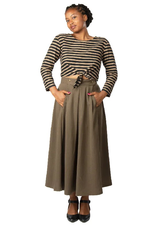 Rue Skirt in Olive Tencel leather skirt bold