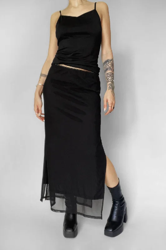 Shadow Veil Mesh Skirt satin skirt smooth