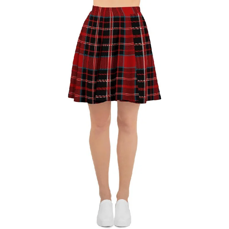 Tartan Red Plaid Women's Skirt velvet skirt plush