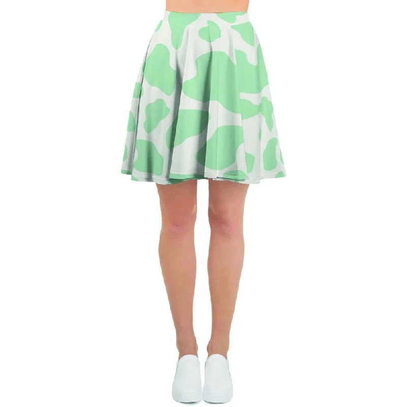 Teal And White Cow Print Women's Skirt low waist skirt