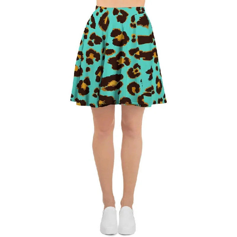 Teal Cheetah Women's Skirt linen skirt light