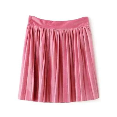 Velour Mini Pleated Skirt - Light Pink L wool skirt thick