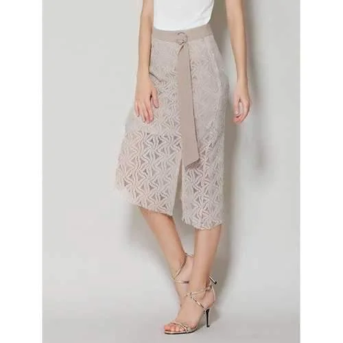 Asymmetrical Lace Skirt with Long Tail - Apricot Xl denim skirt trendy